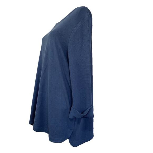 J Jill Womens Wearever Ribbed Tunic Top Size XL Navy Stretch Casual Travel - Picture 2 of 7